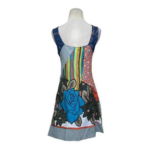 Lucy and Co. gray green pink patchwork Tank Mini Dress Size Small - Picture 2 of 16